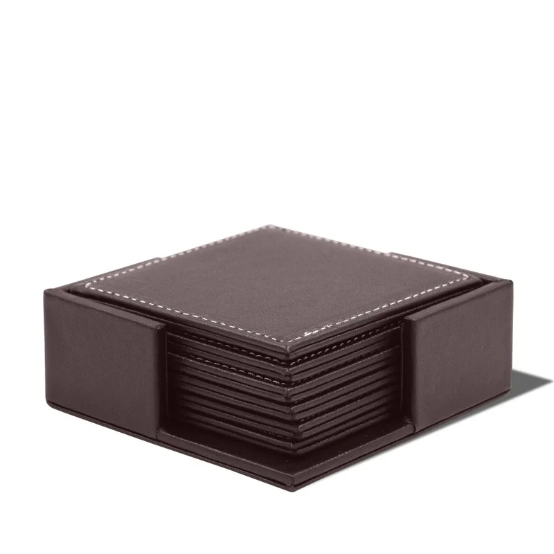Leatherwork Table - 6pcs/Set Business Leather Coasters Heat Insulation