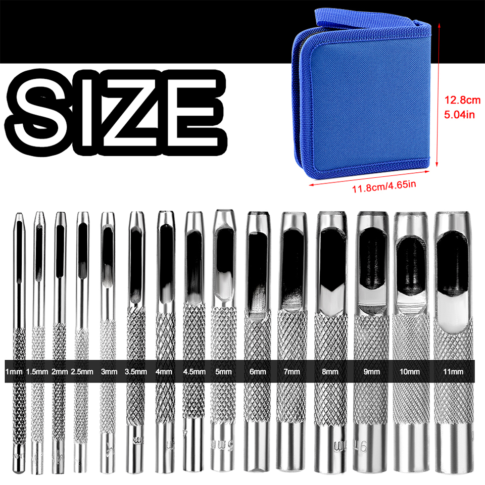 Leatherwork Hole Punch - KRABALL 1mm-11mm 15pcs/set Portable Leather Hole