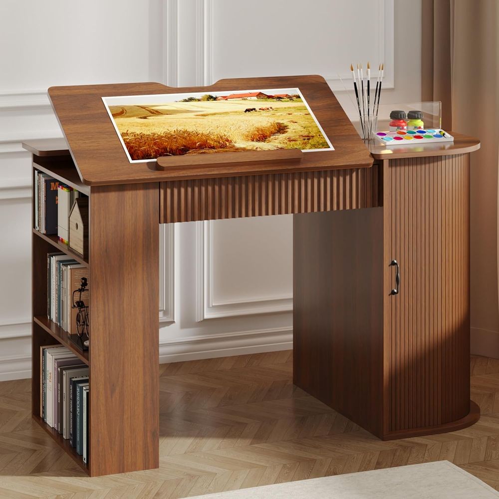 Leather Working - Storage Cabinet Desk with Drawers, Open