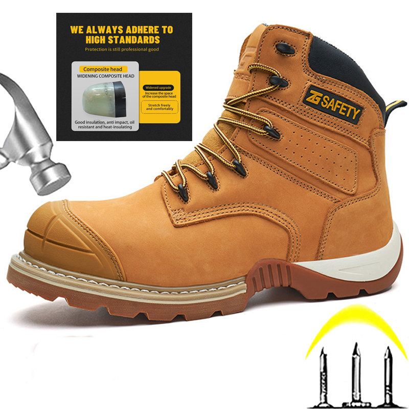 Leather Work Flats - Cowhide Work Boots genuine leather Safety