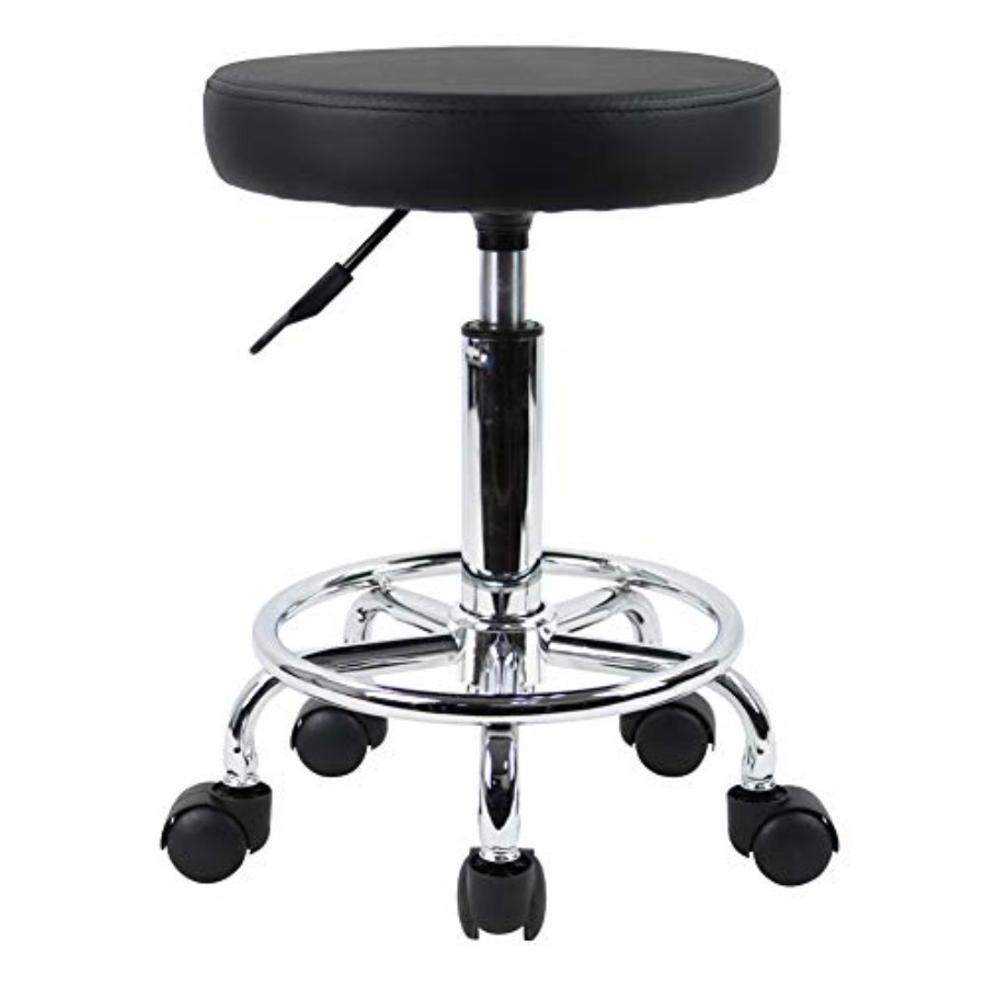 Leather Working - PU Leather Round Rolling Stool with
