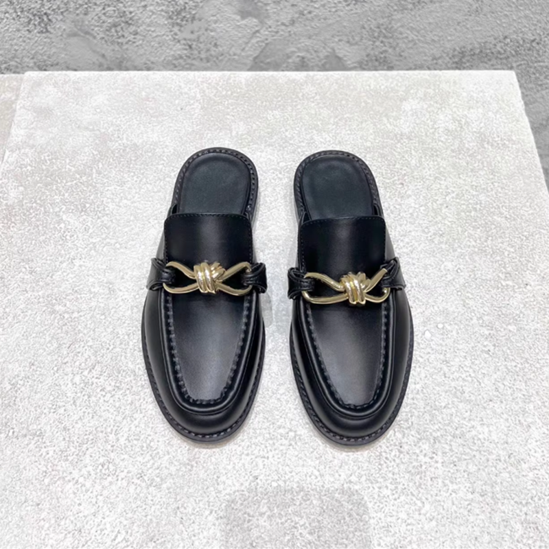 Metal Buckle Half Slippers For - đánh giá và giá Leather Work Flats