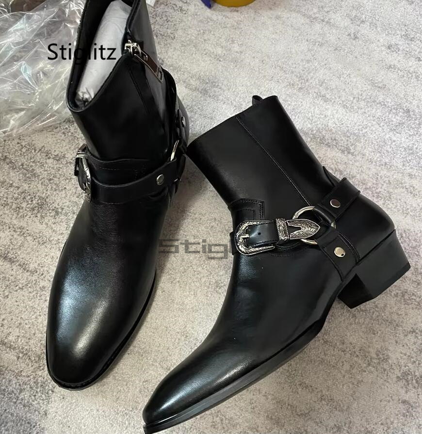 Men's Belt Buckle Ankle Boots  - đánh giá và giá Leather Work Western