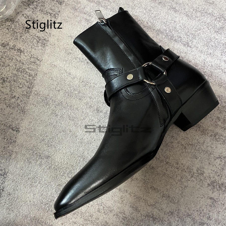 Men's Belt Buckle Ankle Boots  - đánh giá và giá Leather Work Western