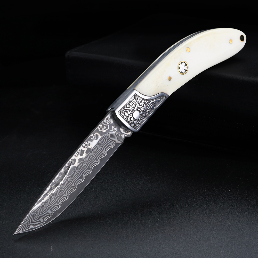Bull bone Damascus steel foldi - đánh giá và giá Bone Folder Tool