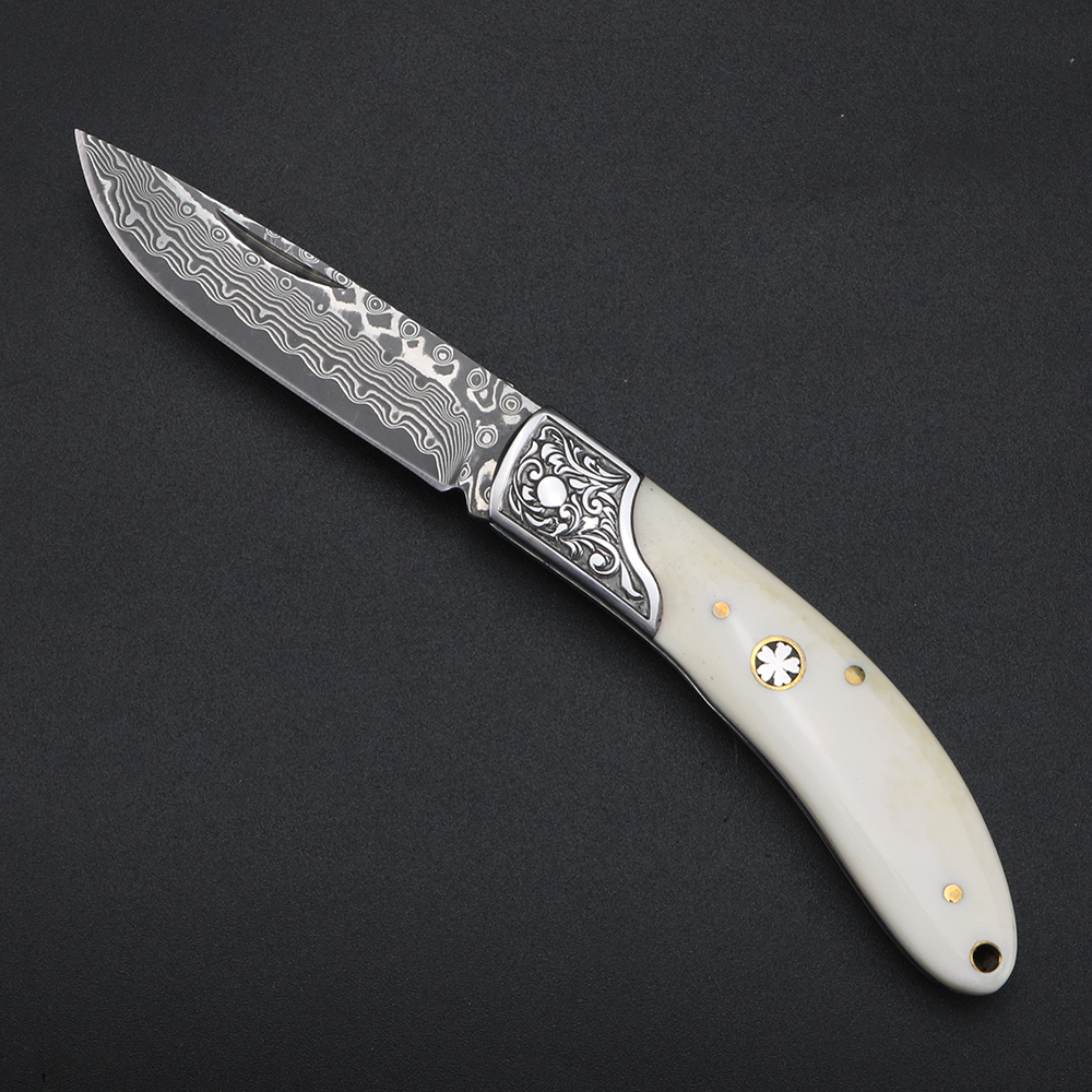 Bull bone Damascus steel foldi - đánh giá và giá Bone Folder Tool