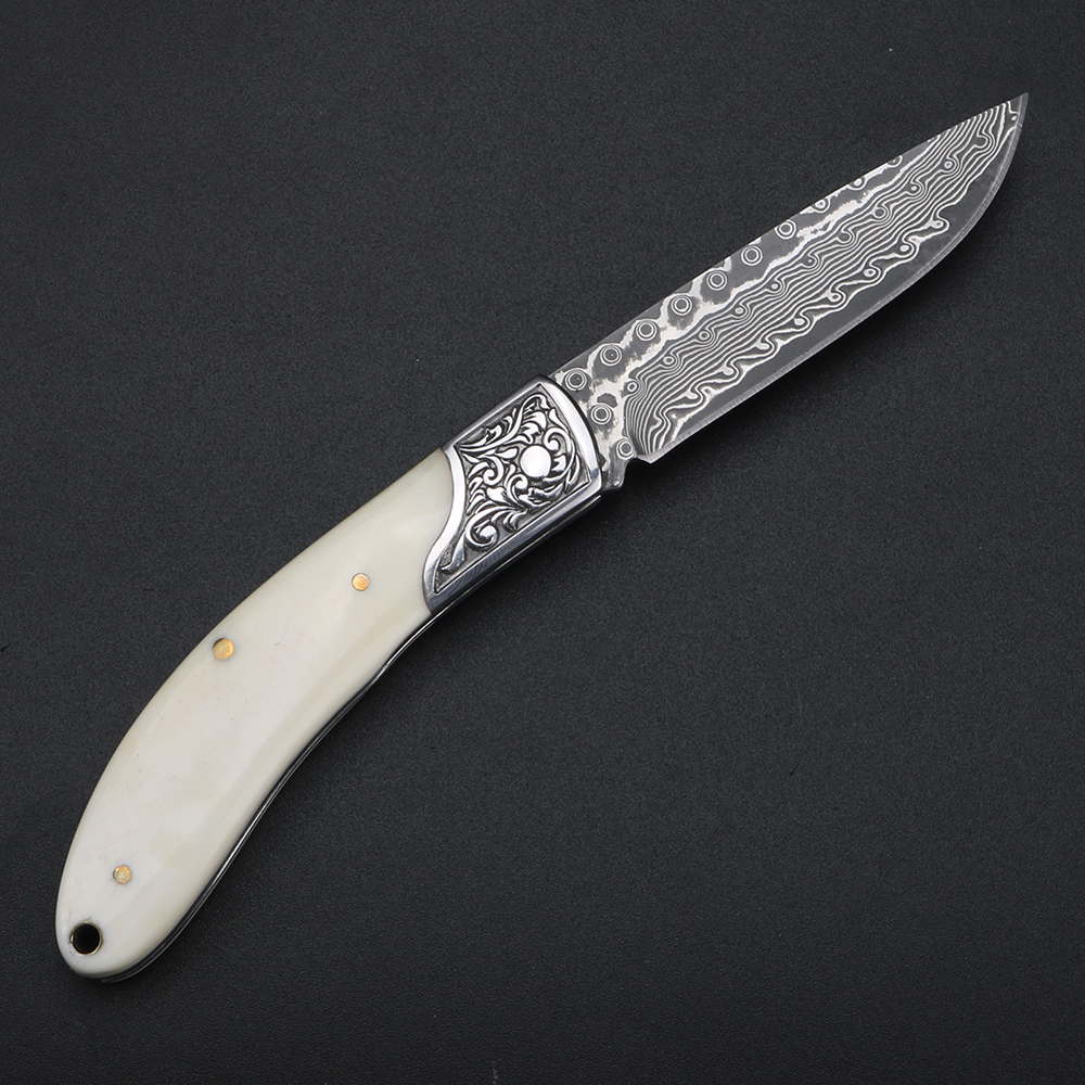 Bull bone Damascus steel foldi - đánh giá và giá Bone Folder Tool