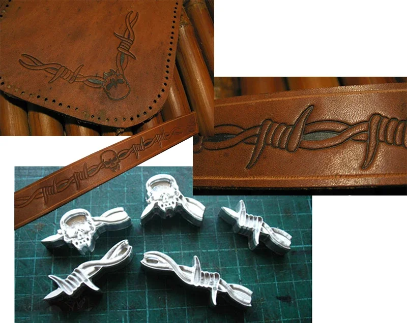 5pcs Thorns and skull pattern  - đánh giá và giá Leatherwork Patterns Free