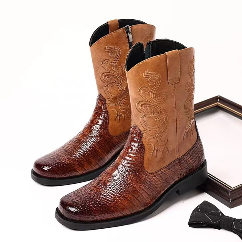 Embroidery Men's Boots Retro C - đánh giá và giá Leather Work Western