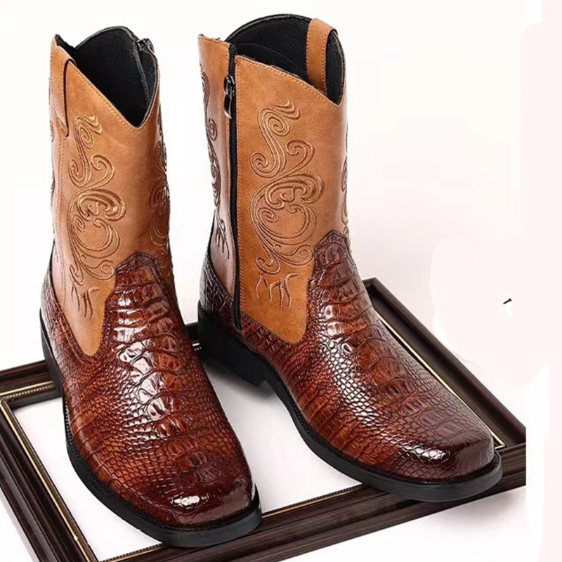 Embroidery Men's Boots Retro C - đánh giá và giá Leather Work Western