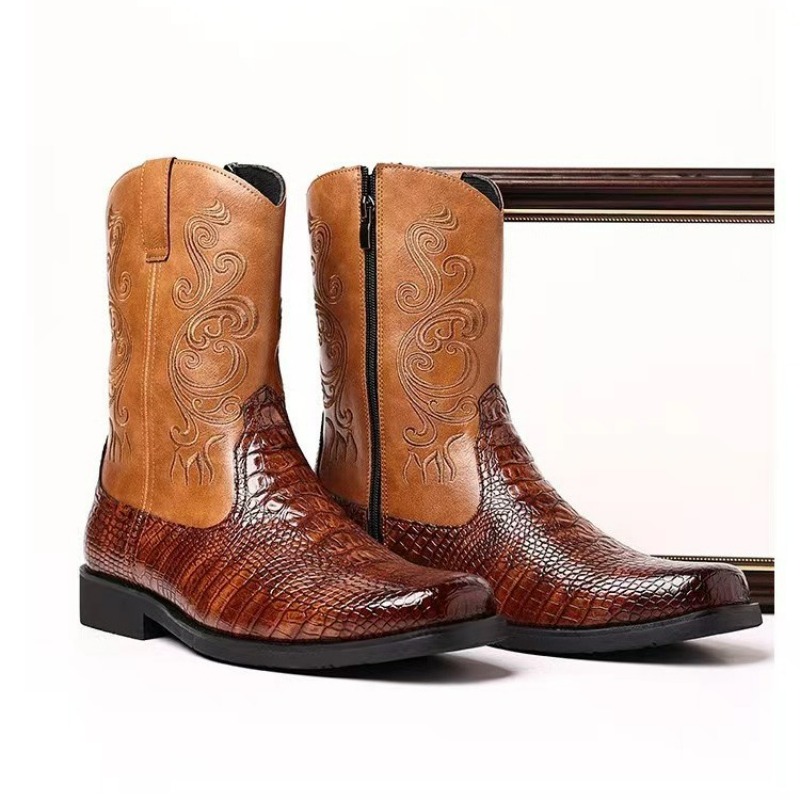 Embroidery Men's Boots Retro C - đánh giá và giá Leather Work Western