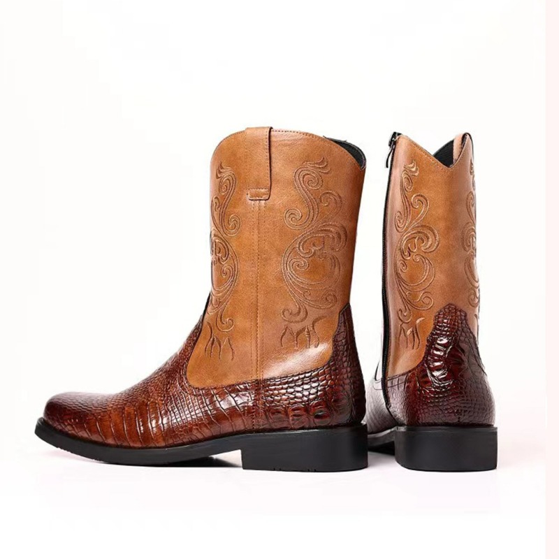 Embroidery Men's Boots Retro C - đánh giá và giá Leather Work Western