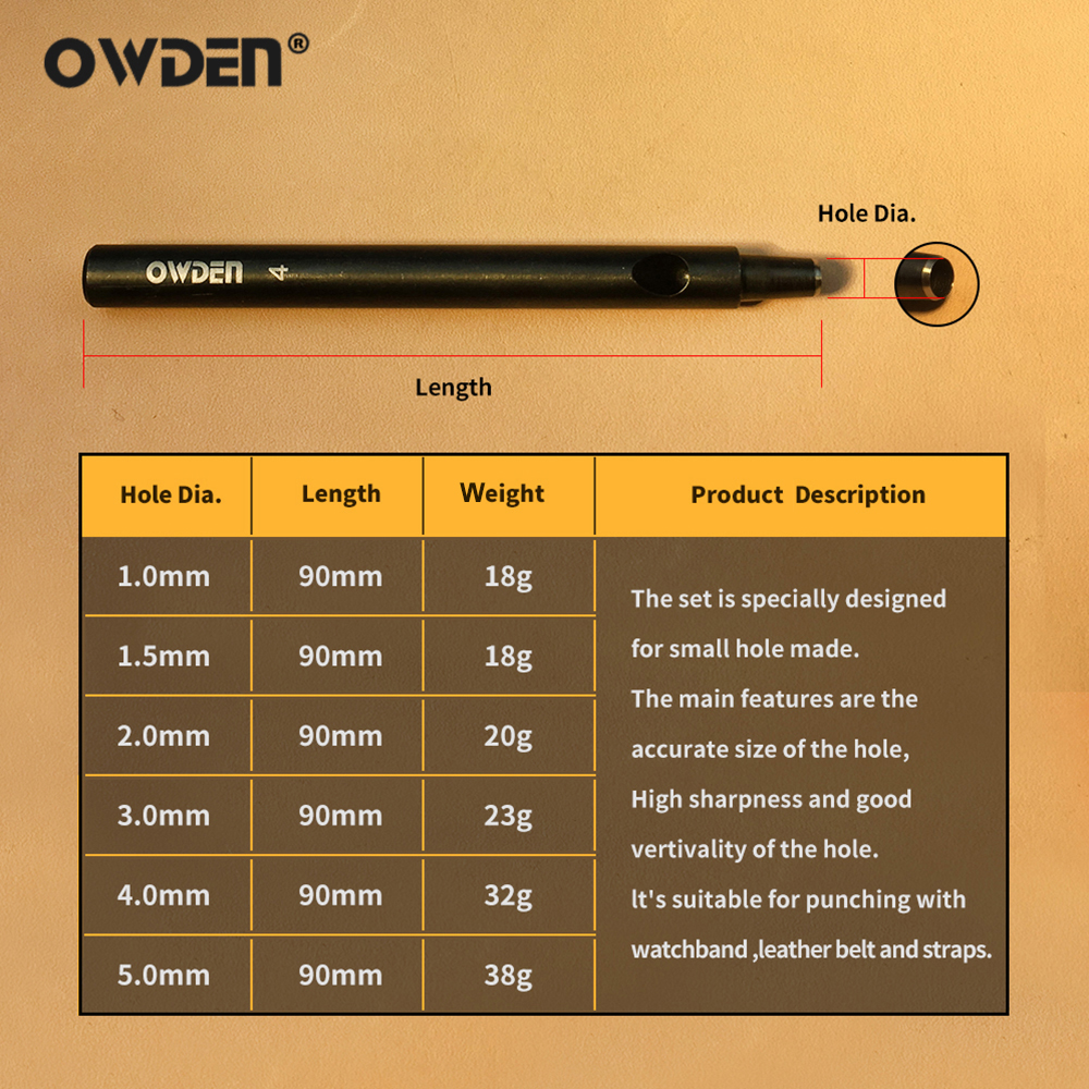 OWDEN 1-5mm 6Pcs Leather Hollo - đánh giá và giá Leatherwork Hole Punch